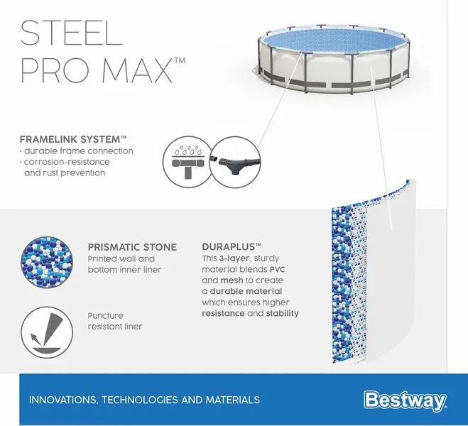 Bestway Steel Pro MAX Zwembad - 366 X 100 Cm - Met Filterpomp En Accessoires - Afbeelding 8